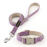 Plutus Pet lavender cotton hemp collar close-up showing soft, skin-friendly fit for dogs