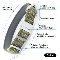 Plutus Pet nylon webbing collar shows durable, soft, colorfast material during hikes.