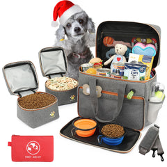 Pmpete dog travel bag main compartment with divider for organized travel essentials.