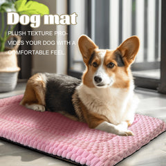 Pobopobo dog bed crate mat pink canvas reverse for breathable warmth.