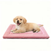 Pobopobo dog bed crate mat pink plush side for cozy crate lounging.