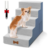 POCBLUE dog stairs in use helping small dogs reach a bed safely and confidently.