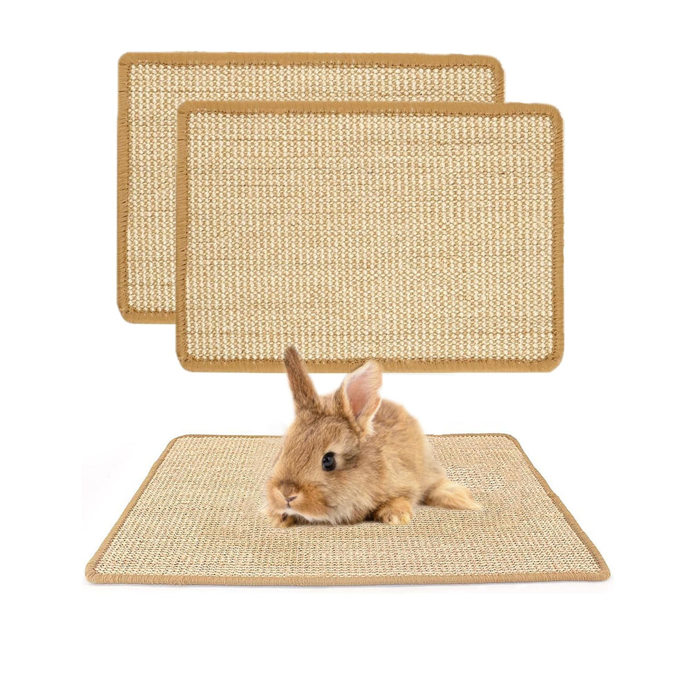 PODOO bunny scratch pad in natural sisal showing chew-friendly texture for small pets.