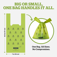 Pogi's 7x14.5 inch bags fit waste from dogs of all sizes.