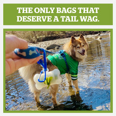 Pogi's Dog Poop Bag Dispenser includes bags ready for park trips.
