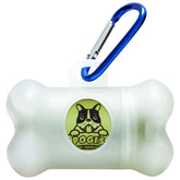 Pogi's Dog Poop Bag Dispenser attached to a leash for quick pickup during walks.