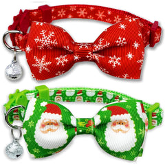 Pohshido cat bow tie collar snow pattern closeup for a festive look during gatherings