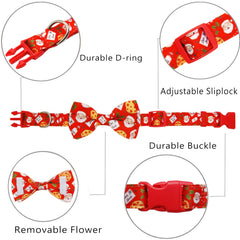 Pohshido Christmas bow-tie on collar for festive outfits.