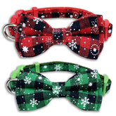 Pohshido Christmas collar with red bow—festive daily wear for dogs.