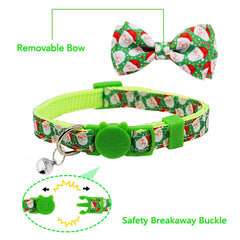 Pohshido green Santa-pattern collar adds holiday style