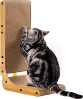 Poils bebe L Shape Cat Scratcher front view shows sturdy cardboard for furniture protection