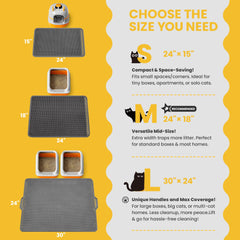 Polarduck cat litter mat 24x18 gray top view fits doorway spaces.