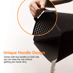 Polarduck Cat Litter Mat honeycomb close-up shows dual-layer design for effective litter-trapping