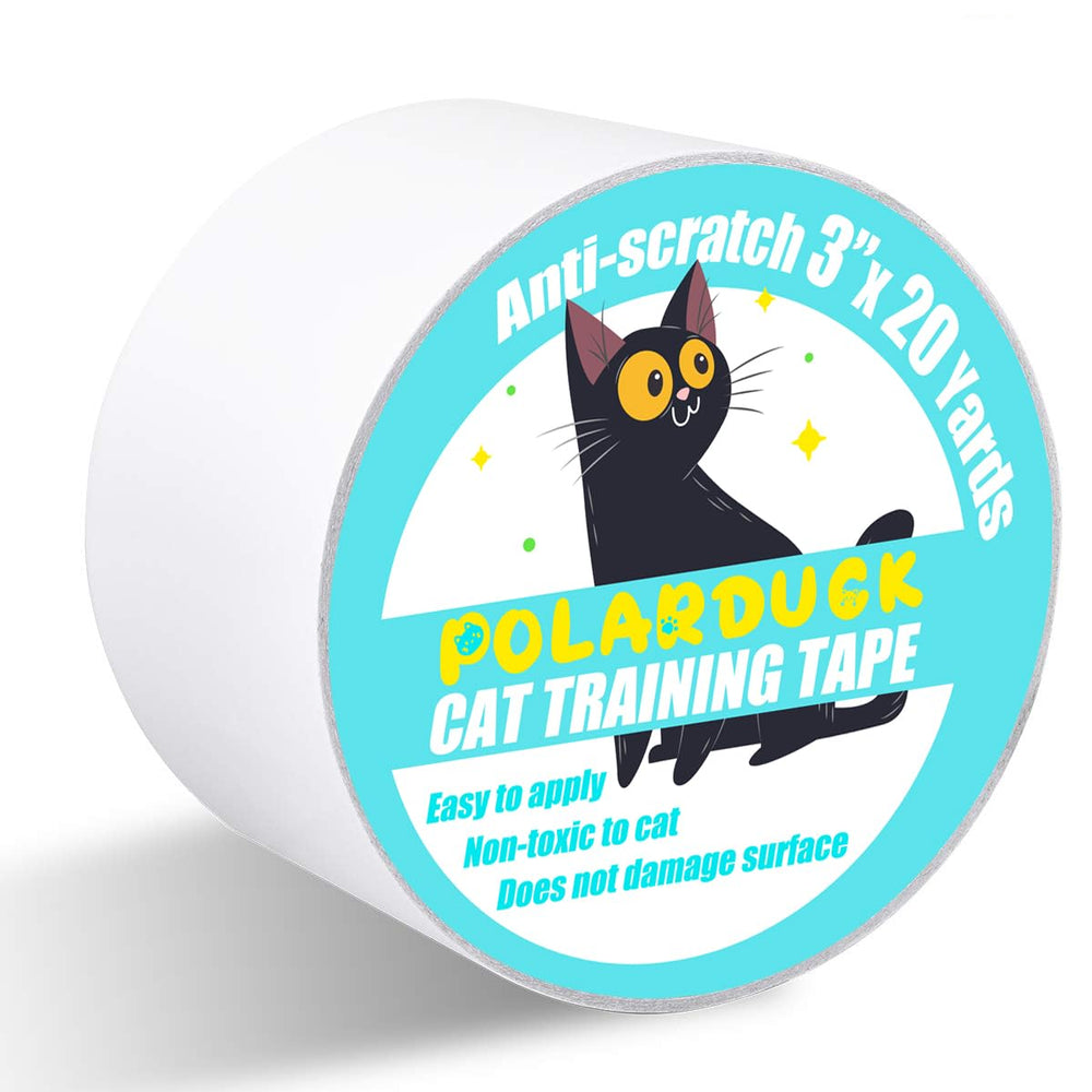 Polarduck cat scratch tape transparent roll; discreet deterrent for furniture protection.