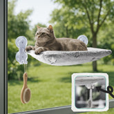 POMESEA cordless window perch glow fabric glows softly for easy nighttime cat checks