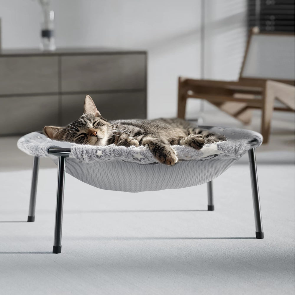 POMESEA Elevated Cat Bed glow-night-view for secure elevated naps