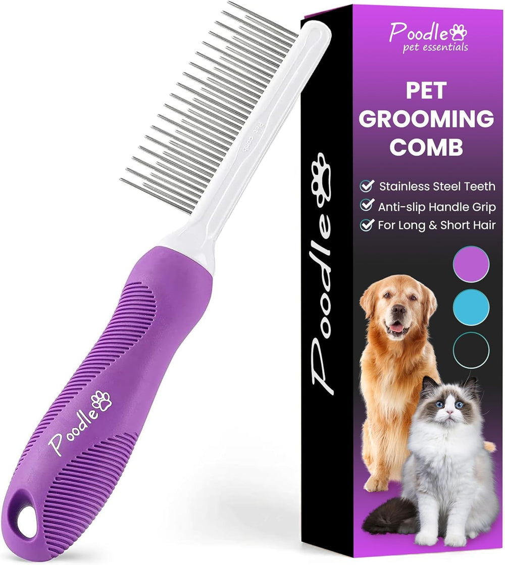 POODLIE detangler comb long teeth closeup for gentle dematting in one pass