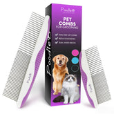 Poodlie poodle pet combs 2-pack angle view for easier grooming with anti-slip grip.