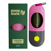 Poop Mate LED flashlight dispenser on leash clip brightens night walks for safer outings