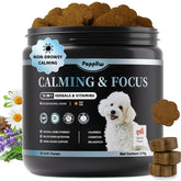 POPPAW Calming Chews bottle front showcasing packaging and trusted calming support.