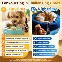 POPPAW nighttime melatonin drops promoting restful sleep for dogs.