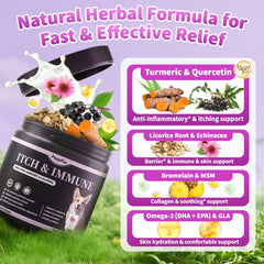 POPPAW Turmeric Quercetin spotlight shows natural ingredients that support occasional itching relief and seasonal comfort.