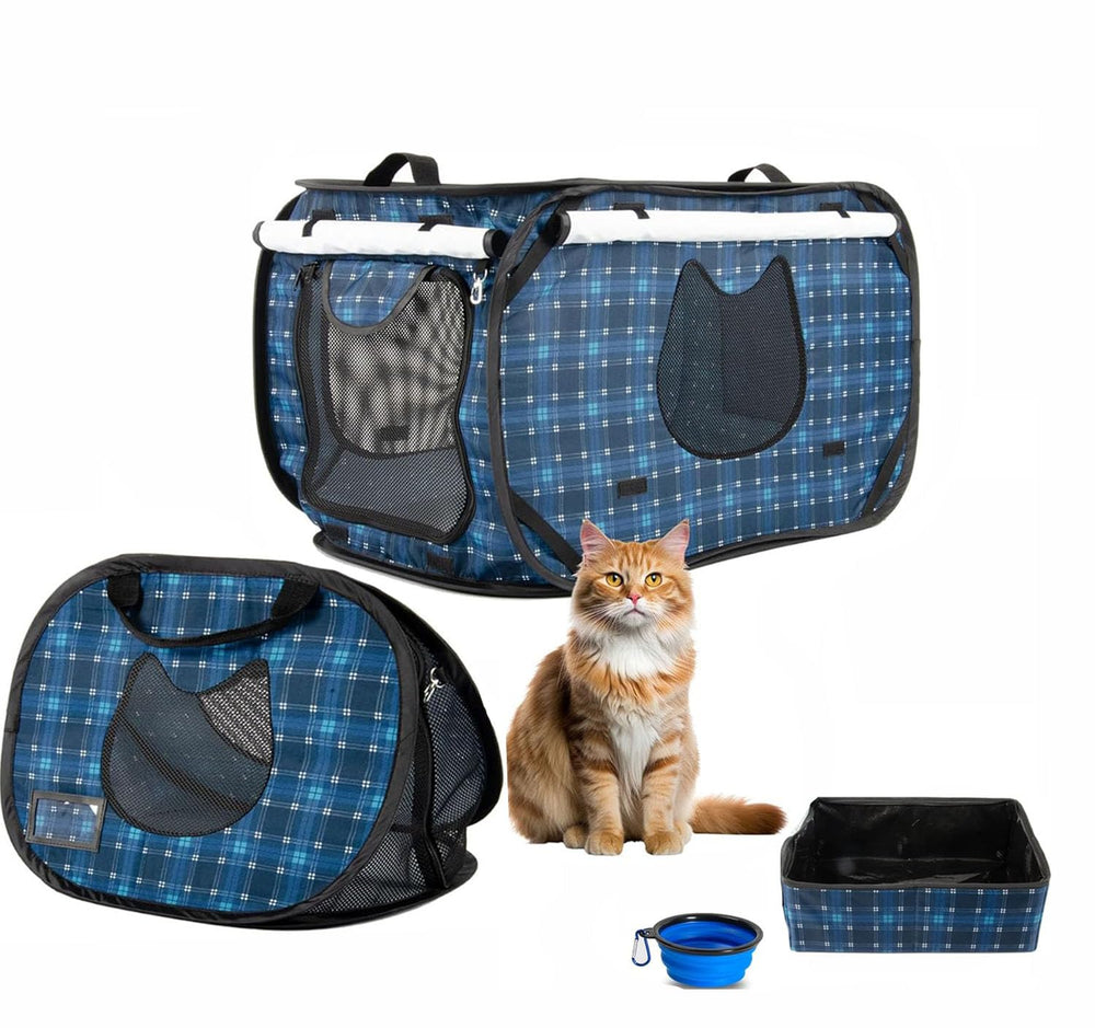 Porayhut pop-up large cat carrier exterior with full travel dimensions