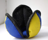 Positive Dogs Lo Ball Treat Pod Medium top view demonstrates durable fabric for long-lasting play.