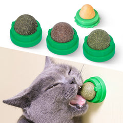 Potaroma catnip toys balls 4 pcs green on wall promoting active play.