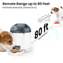 Potaroma dog puzzle feeder remote control use shows training and outdoor fun.