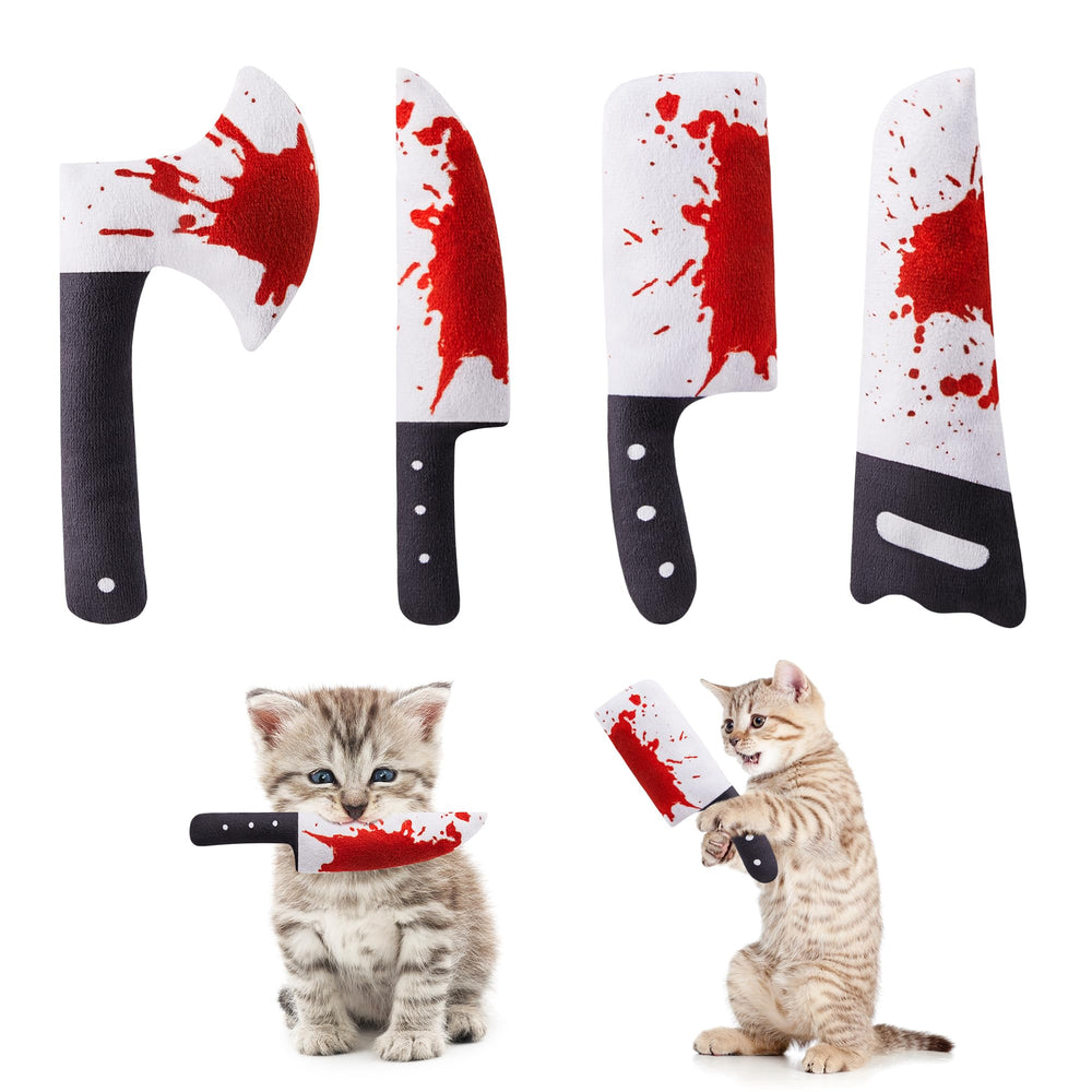 Potaroma halloween knife-shaped cat toy front view for playful indoor fun