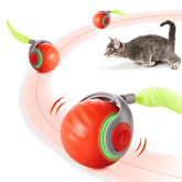 Potaroma Moving Ball Cat Toy in orange rolling motion for indoor exercise.