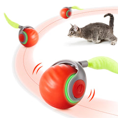Potaroma Moving Ball Cat Toy in orange rolling motion for indoor exercise.