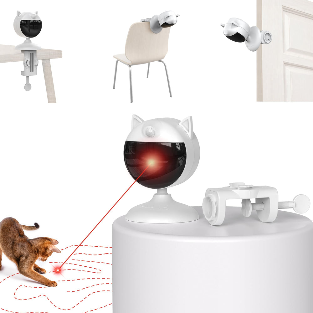 Potaroma smart-sensor-cat-laser-toy in use for interactive indoor play.
