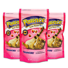 Pounce Crunchy Tuna Cat Treats 3-Pack with real tuna for indoor/outdoor cats; supports tartar control.