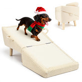 Powerful Xishan dog stairs with sherpa surface for cozy sofa access.