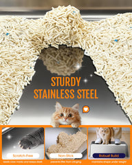 Powools Cat Litter Box with durable non-stick surface simplifies cleaning.