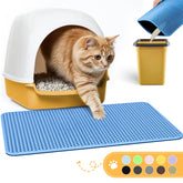 Powools cat litter mat double-layer design traps litter and protects floors.