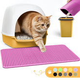 Powools Cat Litter Mat double-layer trap front view for cleaner paws and easy litter disposal.