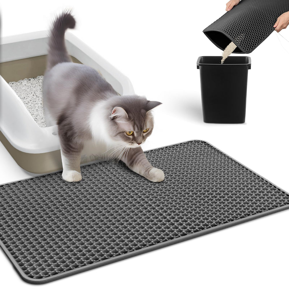 Powools cat litter mat entrance coverage traps litter and protects floors.
