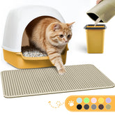 Powools cat litter mat honeycomb layer traps litter, keeping floors cleaner.