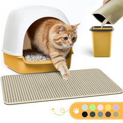 Powools cat litter mat honeycomb layer traps litter, keeping floors cleaner.