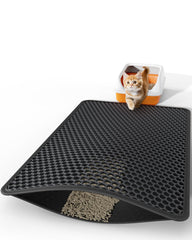Powools Cat Litter Mat top view shows honeycomb layer trapping litter for tidy floors.