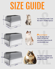 Powools stainless steel cat litter box with scoop grey pack2, convenient daily cleanup.