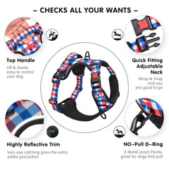 PoyPet plaid dog harness with soft padded comfort for daily walks.
