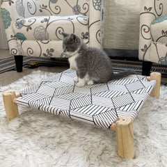 Pozico breathable cotton-linen mattress offers cool, comfortable naps for small pets.
