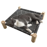 Pozico cat/dog bed hammock wooden frame showing elevated comfort for small pets