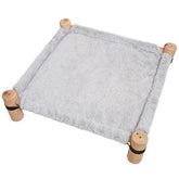 Pozico Cat Hammock Bed front view shows cozy winter fabric for warm indoor lounging.