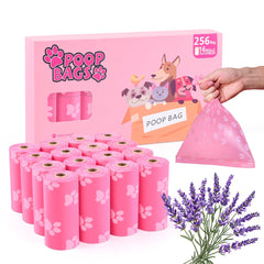 PPEIWASTE 256-count poop bags, 9x13 inches, pink for long-lasting walking use