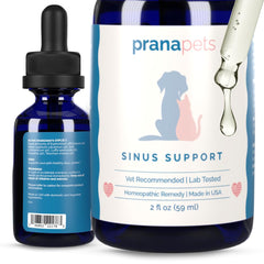 PranaPets Sinus Support Liquid bottle ready for pet comfort and easy dosing.